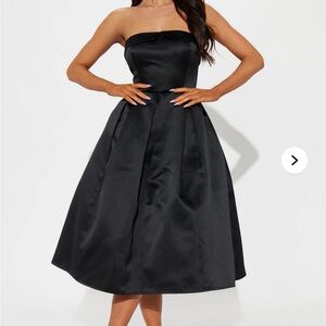 Fashion Nova Kind Heart Satin Midi Dress - Black